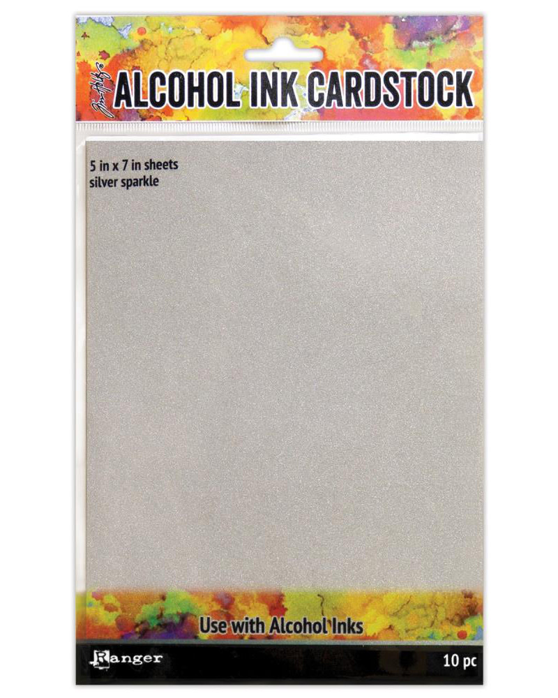 RANGER TIM HOLTZ ALCOHOL INK CARDSTOCK SILVER SPARKLE 5X7 10PC