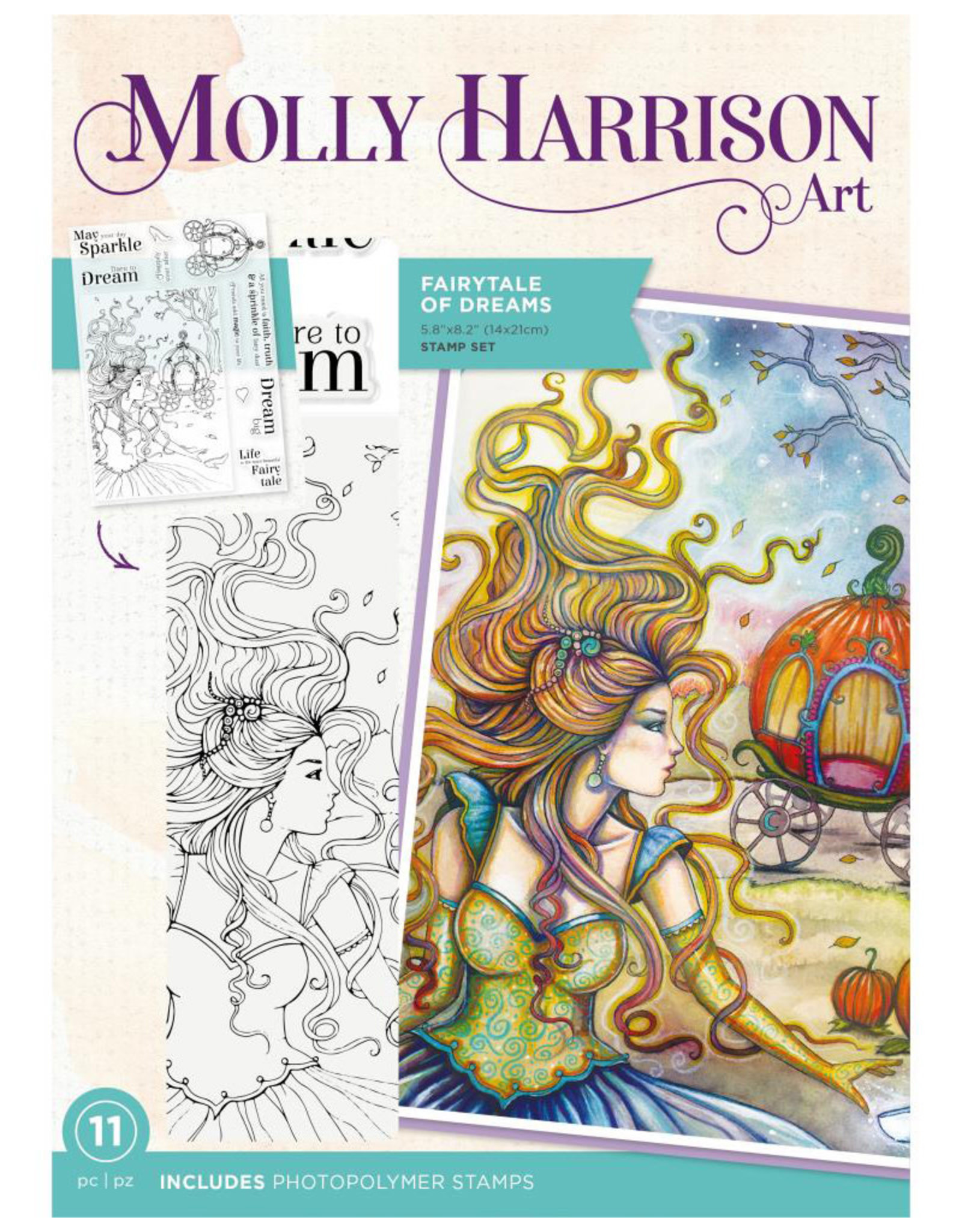 CRAFTERS COMPANION CRAFTERS COMPANION MOLLY HARRISON ART FAIRYTALE OF DREAMS CLEAR STAMP SET 11PCS