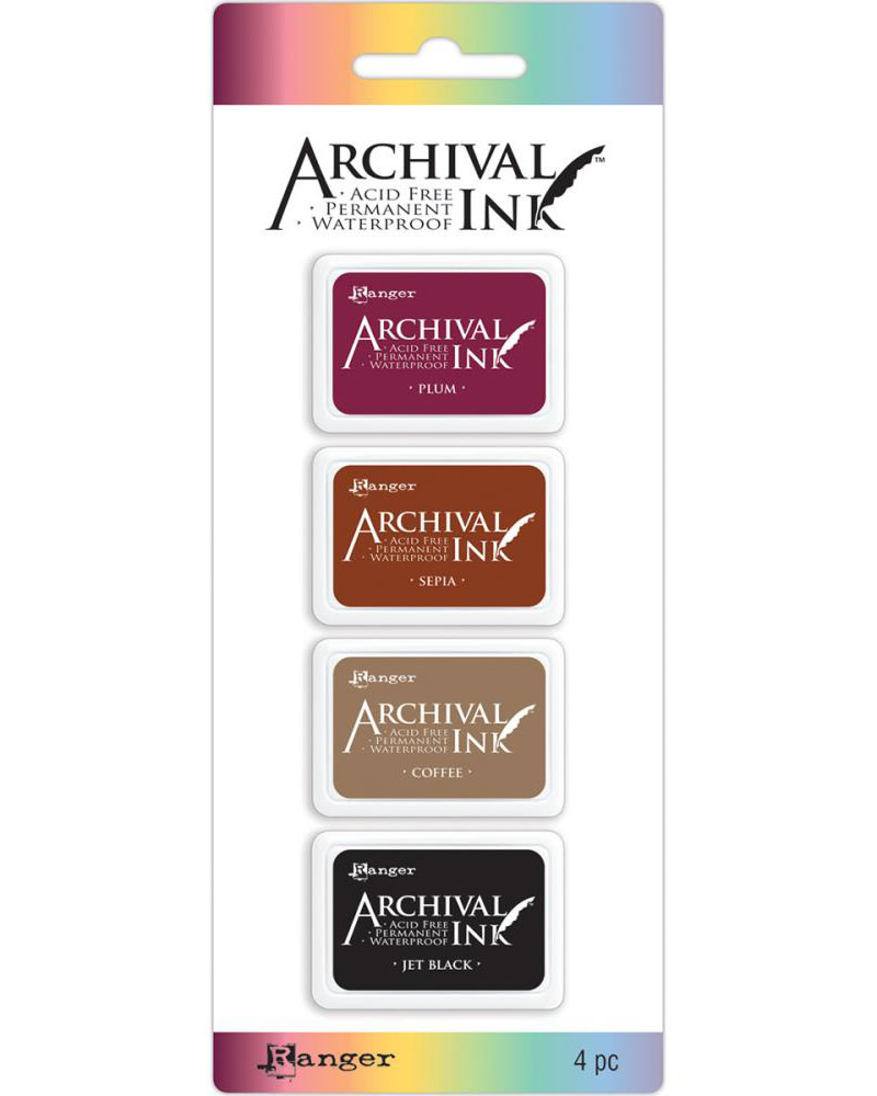 RANGER RANGER ARCHIVAL MINI INK PAD INK KIT #2 4PK