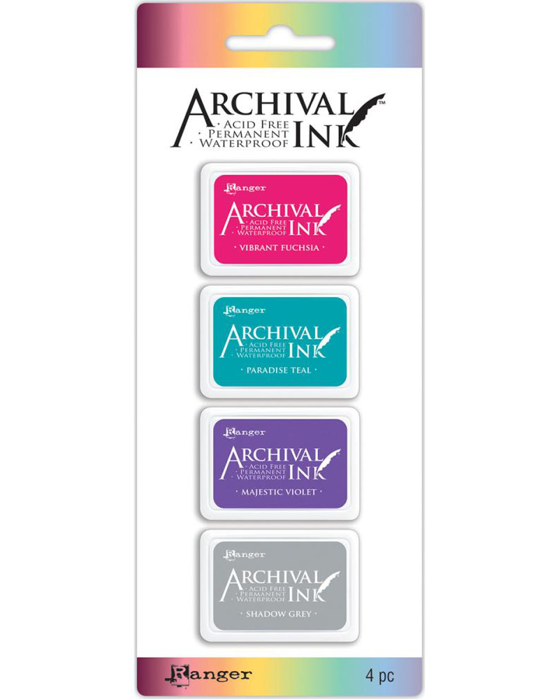 RANGER RANGER ARCHIVAL MINI INK PAD INK KIT #4 4PK