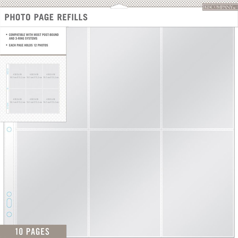 K&COMPANY 12X12 PAGE REFILLS 4X6 PHOTOS 10PK