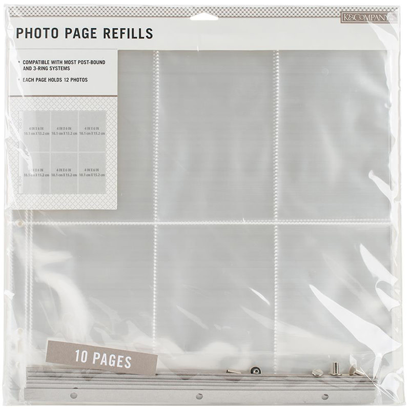 K&COMPANY 12X12 PAGE REFILLS 4X6 PHOTOS 10PK