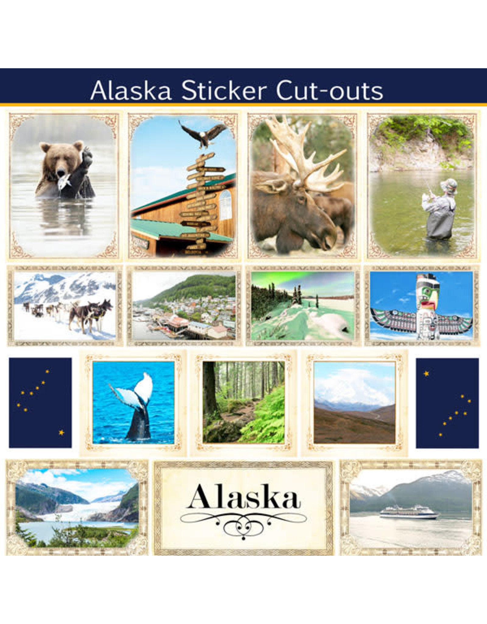 SCRAPBOOK CUSTOMS SCRAPBOOK CUSTOMS STICKERS SIGHTSEEING PICTURE CUT OUT ALASKA