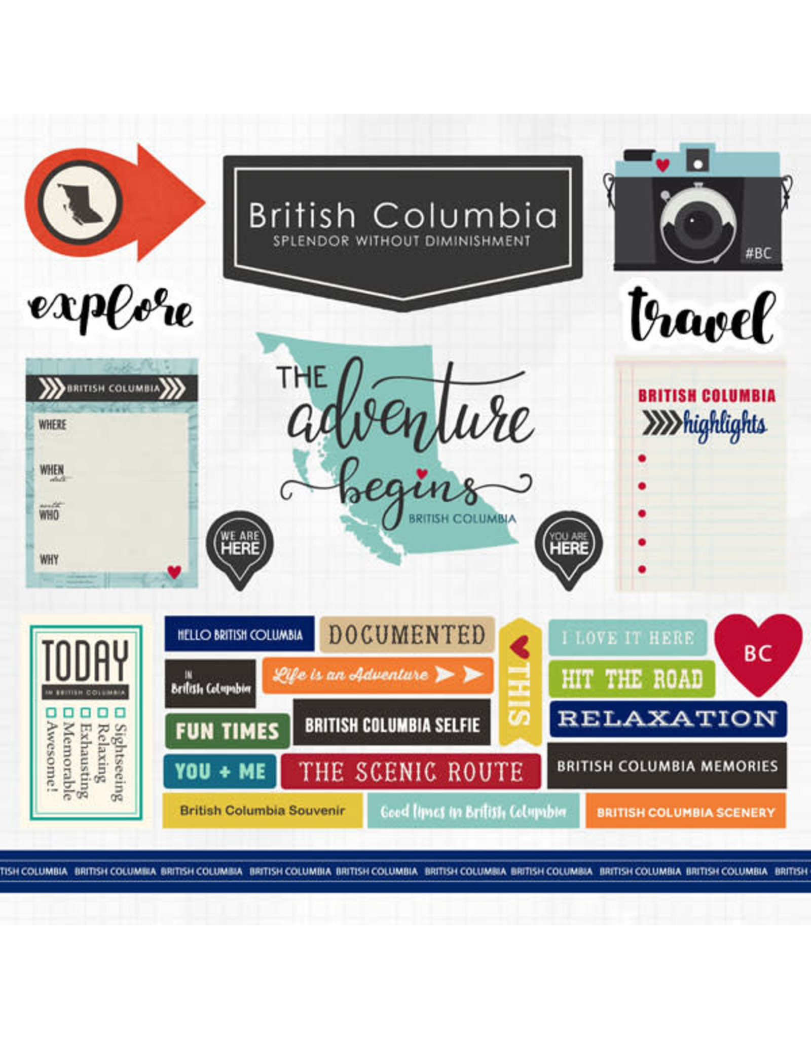 SCRAPBOOK CUSTOMS SCRAPBOOK CUSTOMS STICKERS ADVENTURE BRITISH COLUMBIA