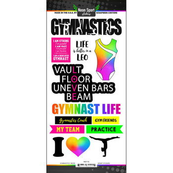 SCRAPBOOK CUSTOMS SCRAPBOOK CUSTOMS STICKERS GYMNASTICS NEON 2 PK