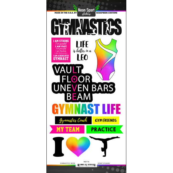 SCRAPBOOK CUSTOMS SCRAPBOOK CUSTOMS STICKERS GYMNASTICS NEON 2 PK