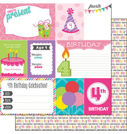 SCRAPBOOK CUSTOMS 12X12 4TH BIRTHDAY GIRL DOUBLE SIDED