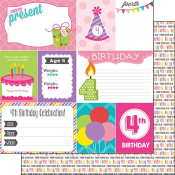 SCRAPBOOK CUSTOMS SCRAPBOOK CUSTOMS 4TH BIRTHDAY GIRL DOUBLE SIDED 12X12