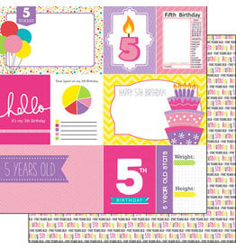 SCRAPBOOK CUSTOMS 12X12 5TH BIRTHDAY GIRL DOUBLE SIDED