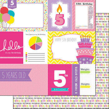 SCRAPBOOK CUSTOMS 12X12 5TH BIRTHDAY GIRL DOUBLE SIDED