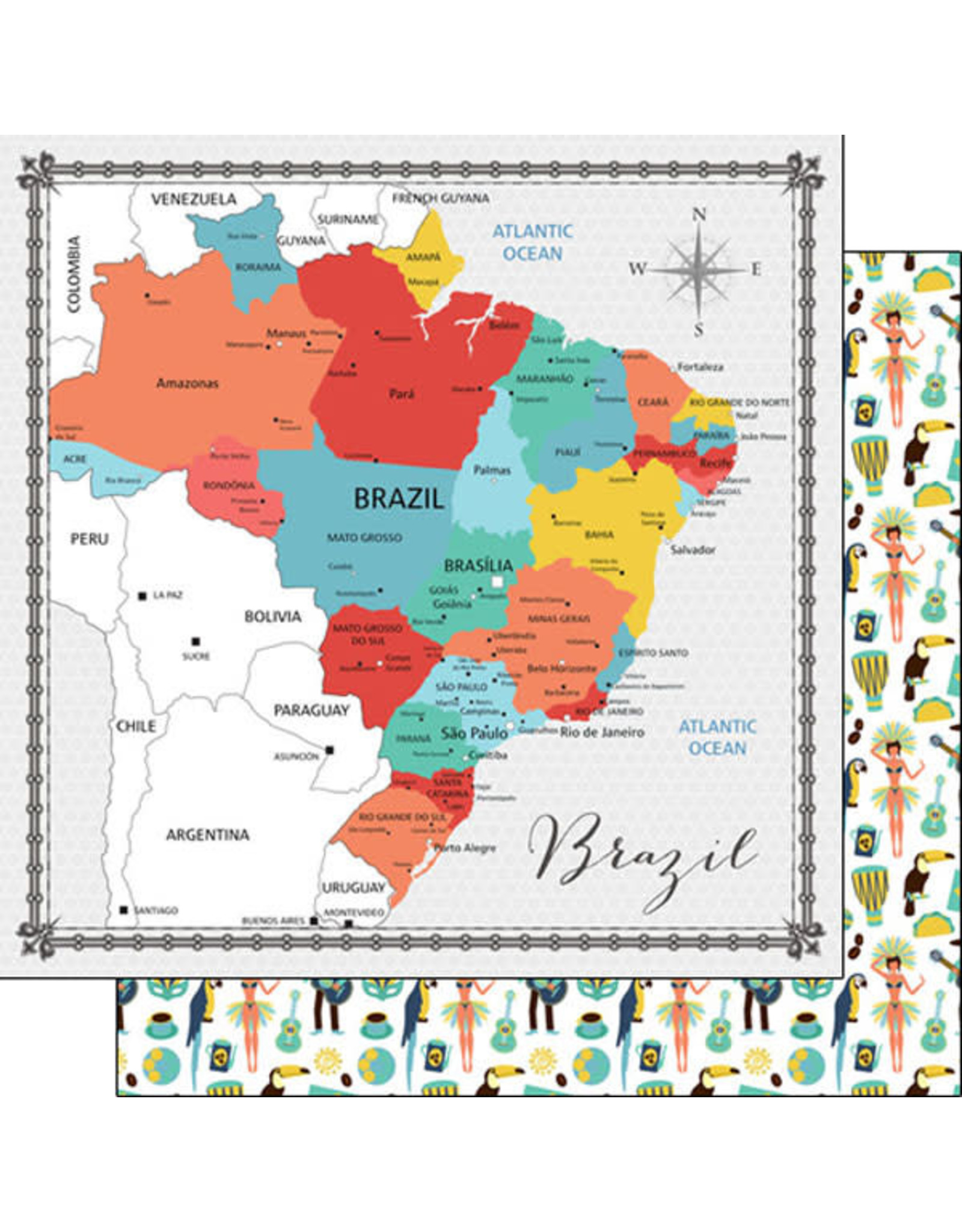 SCRAPBOOK CUSTOMS SCRAPBOOK CUSTOMS BRAZIL MEMORIES MAP 12X12