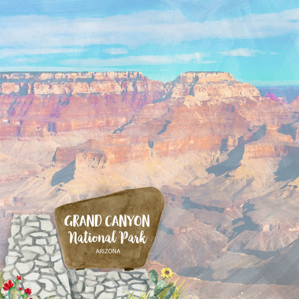SCRAPBOOK CUSTOMS SCRAPBOOK CUSTOMS GRAND CANYON NATIONAL PARK WATERCOLOR 12X12