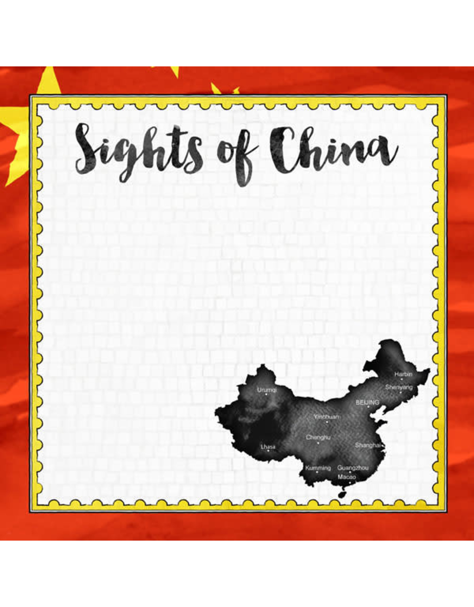 SCRAPBOOK CUSTOMS SCRAPBOOK CUSTOMS CHINA FLAG SIGHTS PAPER 12X12