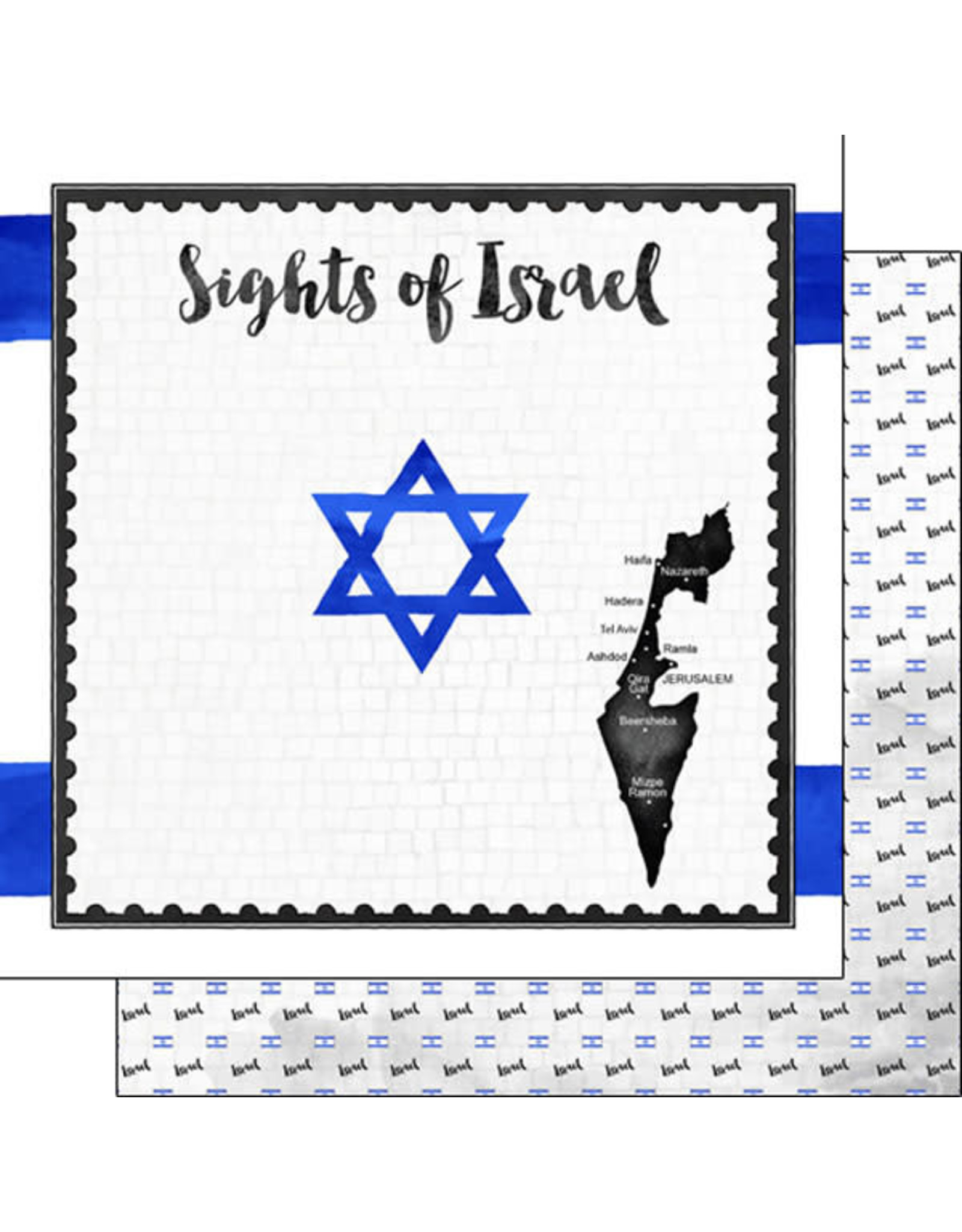 SCRAPBOOK CUSTOMS SCRAPBOOK CUSTOMS ISRAEL FLAG SIGHTS PAPER 12X12