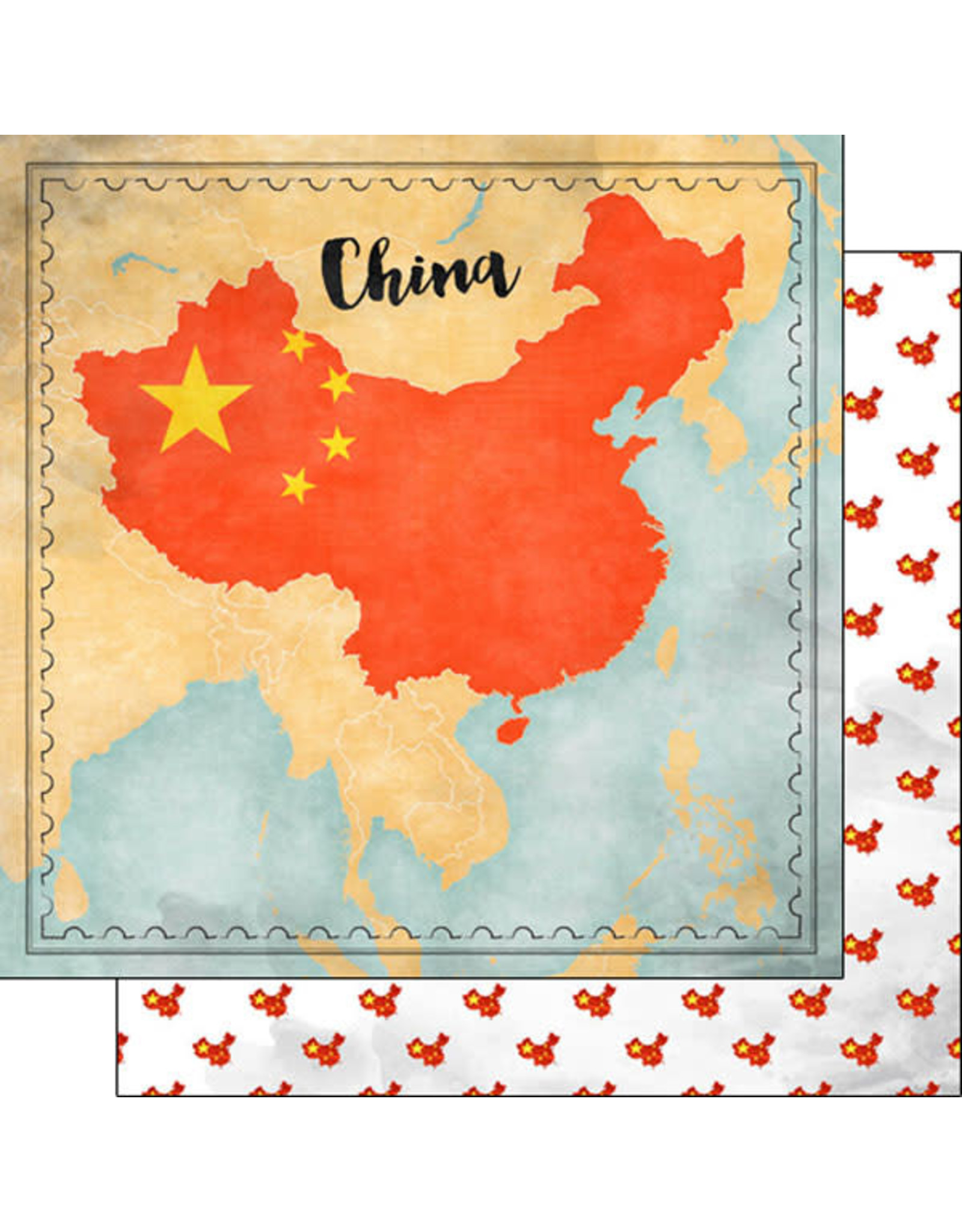 SCRAPBOOK CUSTOMS SCRAPBOOK CUSTOMS CHINA MAP SIGHTS PAPER 12X12