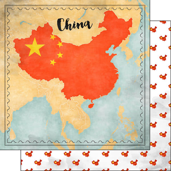 SCRAPBOOK CUSTOMS SCRAPBOOK CUSTOMS CHINA MAP SIGHTS PAPER 12X12