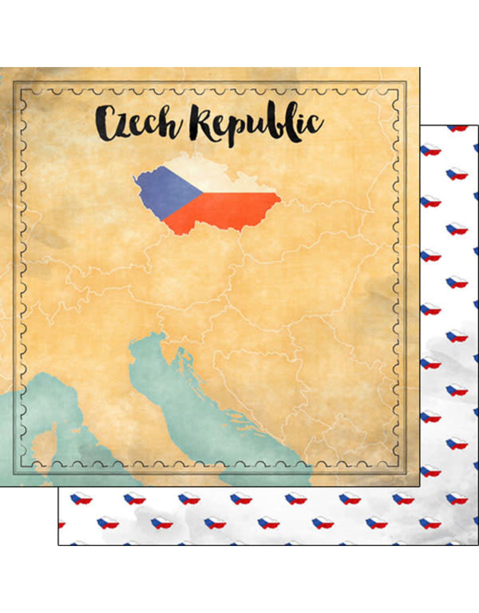 SCRAPBOOK CUSTOMS SCRAPBOOK CUSTOMS CZECH REPUBLIC MAP SIGHTS PAPER 12X12