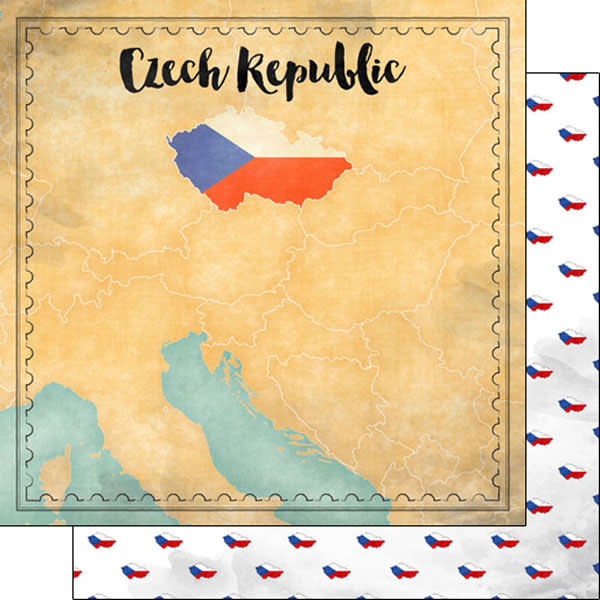 SCRAPBOOK CUSTOMS SCRAPBOOK CUSTOMS CZECH REPUBLIC MAP SIGHTS PAPER 12X12