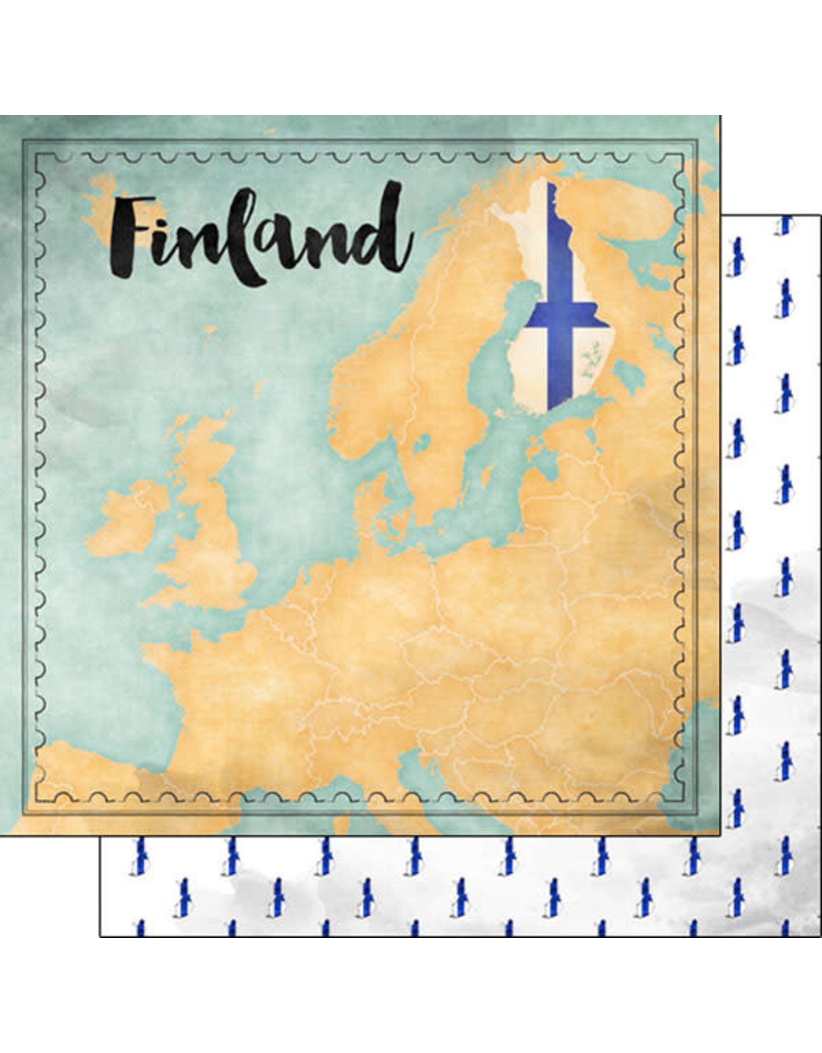 SCRAPBOOK CUSTOMS SCRAPBOOK CUSTOMS FINLAND MAP SIGHTS PAPER 12X12