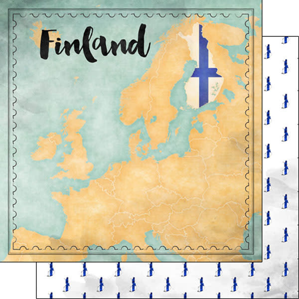 SCRAPBOOK CUSTOMS SCRAPBOOK CUSTOMS FINLAND MAP SIGHTS PAPER 12X12