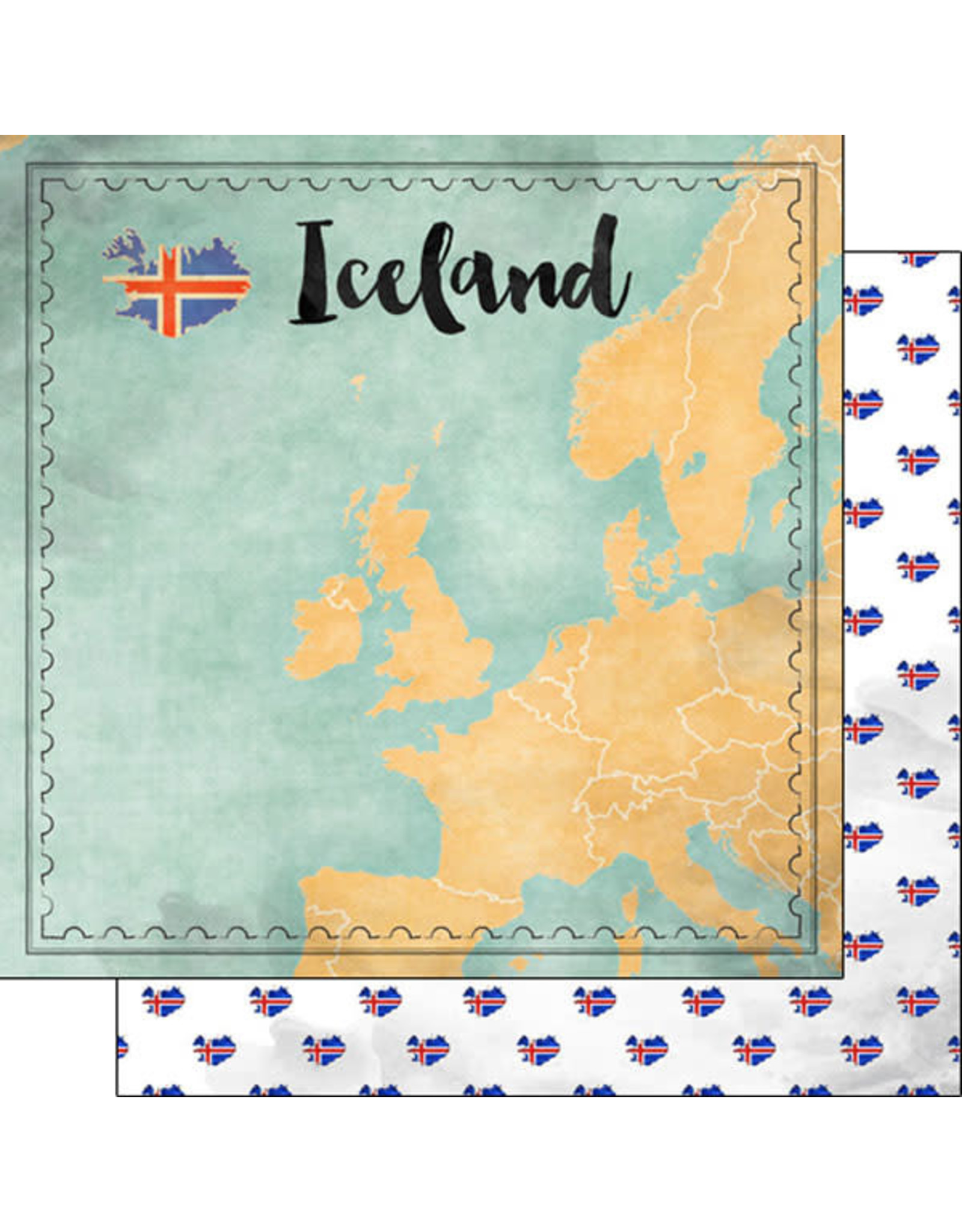 SCRAPBOOK CUSTOMS SCRAPBOOK CUSTOMS ICELAND MAP SIGHTS PAPER 12X12