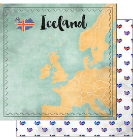 SCRAPBOOK CUSTOMS SCRAPBOOK CUSTOMS ICELAND MAP SIGHTS PAPER 12X12