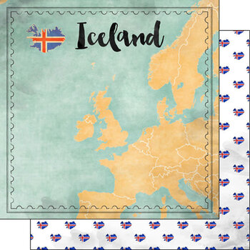 SCRAPBOOK CUSTOMS SCRAPBOOK CUSTOMS ICELAND MAP SIGHTS PAPER 12X12