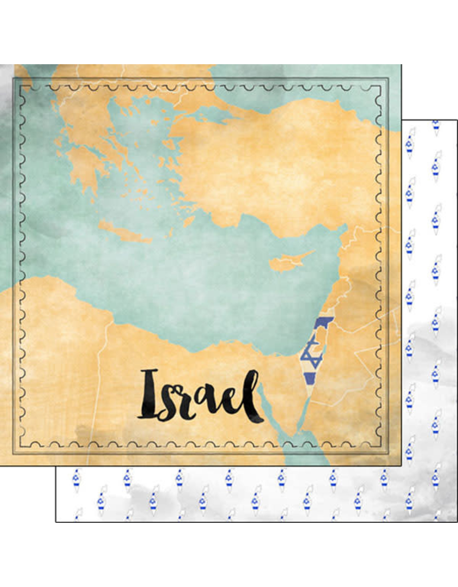 SCRAPBOOK CUSTOMS SCRAPBOOK CUSTOMS ISRAEL MAP SIGHTS PAPER 12X12