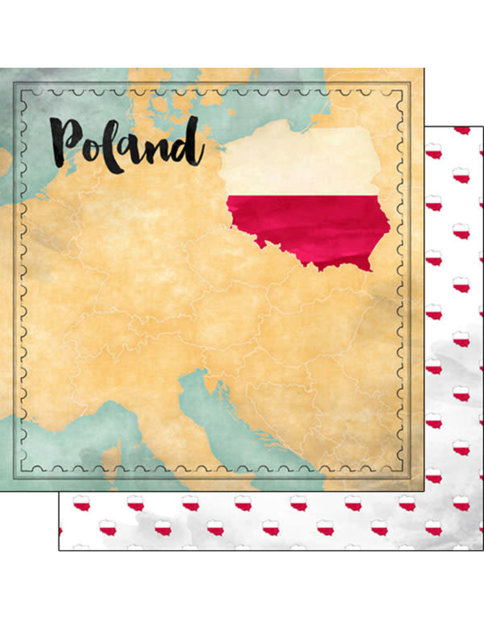 SCRAPBOOK CUSTOMS SCRAPBOOK CUSTOMS POLAND MAP SIGHTS PAPER 12X12