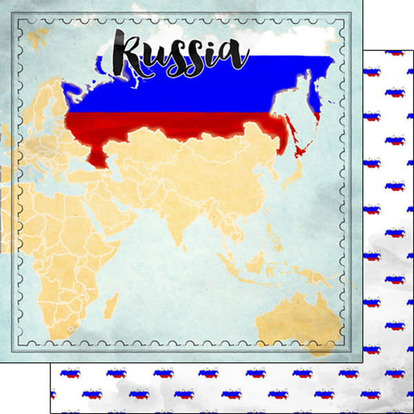 SCRAPBOOK CUSTOMS SCRAPBOOK CUSTOMS RUSSIA MAP SIGHTS PAPER 12X12