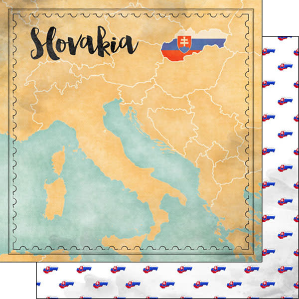 SCRAPBOOK CUSTOMS SCRAPBOOK CUSTOMS SLOVAKIA MAP SIGHTS PAPER 12X12