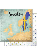 SCRAPBOOK CUSTOMS SCRAPBOOK CUSTOMS SWEDEN MAP SIGHTS PAPER 12X12
