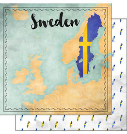 SCRAPBOOK CUSTOMS SCRAPBOOK CUSTOMS SWEDEN MAP SIGHTS PAPER 12X12