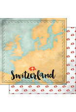 SCRAPBOOK CUSTOMS SCRAPBOOK CUSTOMS SWITZERLAND MAP SIGHTS PAPER 12X12