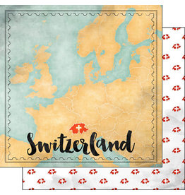 SCRAPBOOK CUSTOMS SCRAPBOOK CUSTOMS SWITZERLAND MAP SIGHTS PAPER 12X12