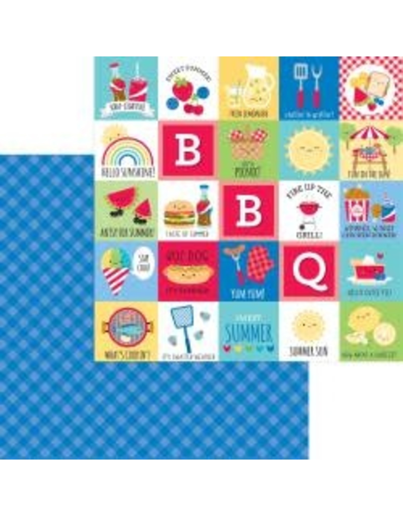 DOODLEBUG DESIGN DOODLEBUG DESIGN BAR-B-CUTE BLUEBERRY PLAID 12x12 DOUBLE SIDED CARDSTOCK