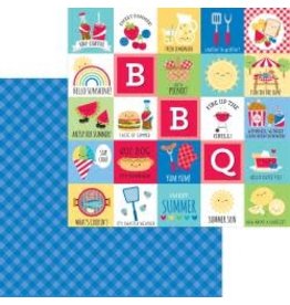 DOODLEBUG DESIGN DOODLEBUG DESIGN BAR-B-CUTE BLUEBERRY PLAID 12x12 DOUBLE SIDED CARDSTOCK