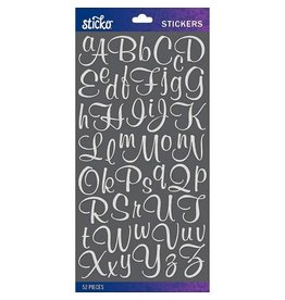 AMERICAN CRAFTS AMERICAN CRAFTS STICKO SCRIPTY WHITE GLITTER SMALL ALPHABET STICKERS