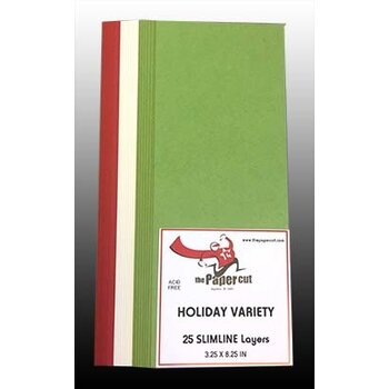 PAPER CUT THE PAPER CUT SLIMLINE LAYERS HOLIDAY VARIETY 3.25x8.25 25 PACK
