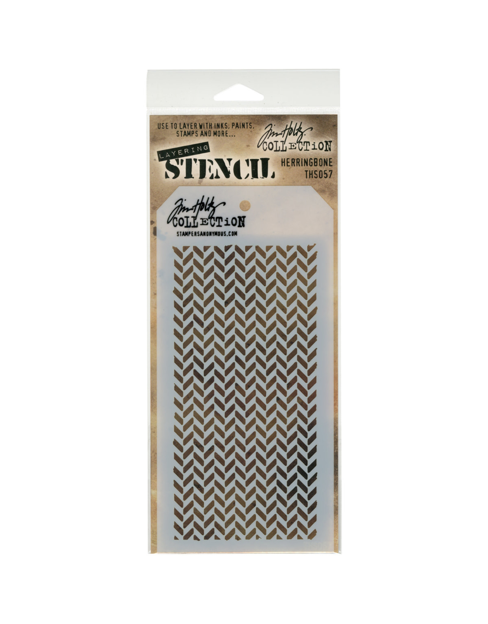 STAMPERS ANONYMOUS STAMPERS ANONYMOUS TIM HOLTZ HERRINGBONE LAYERING STENCIL