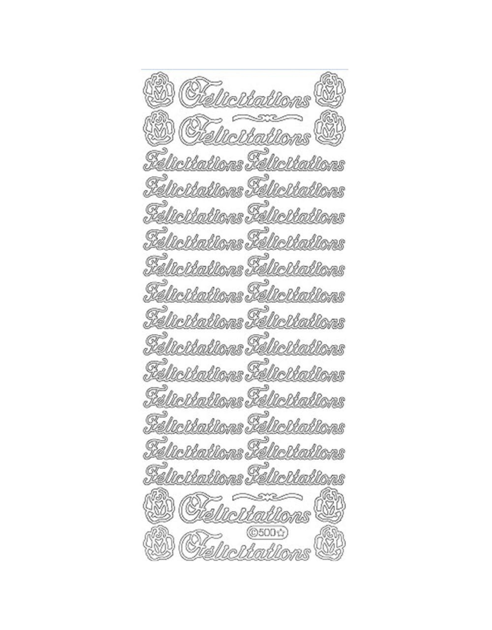 Starform N500 FELICITATIONS SILVER French Words Outline Peel