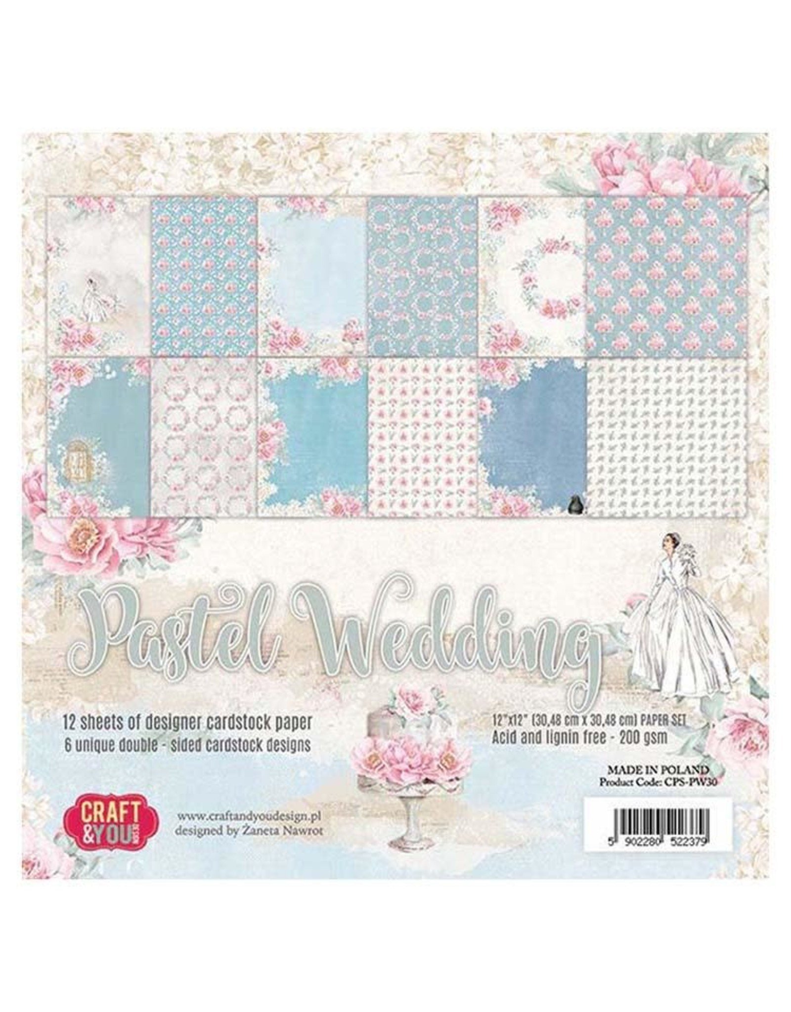 CRAFT & YOU CRAFT & YOU PASTEL WEDDING 12x12 PAPER PACK 12PG