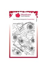 WOODWARE CRAFT COLLECTION WOODWARE FRANCOISE READ BLUEPRINT BACKGROUND CLEAR STAMP