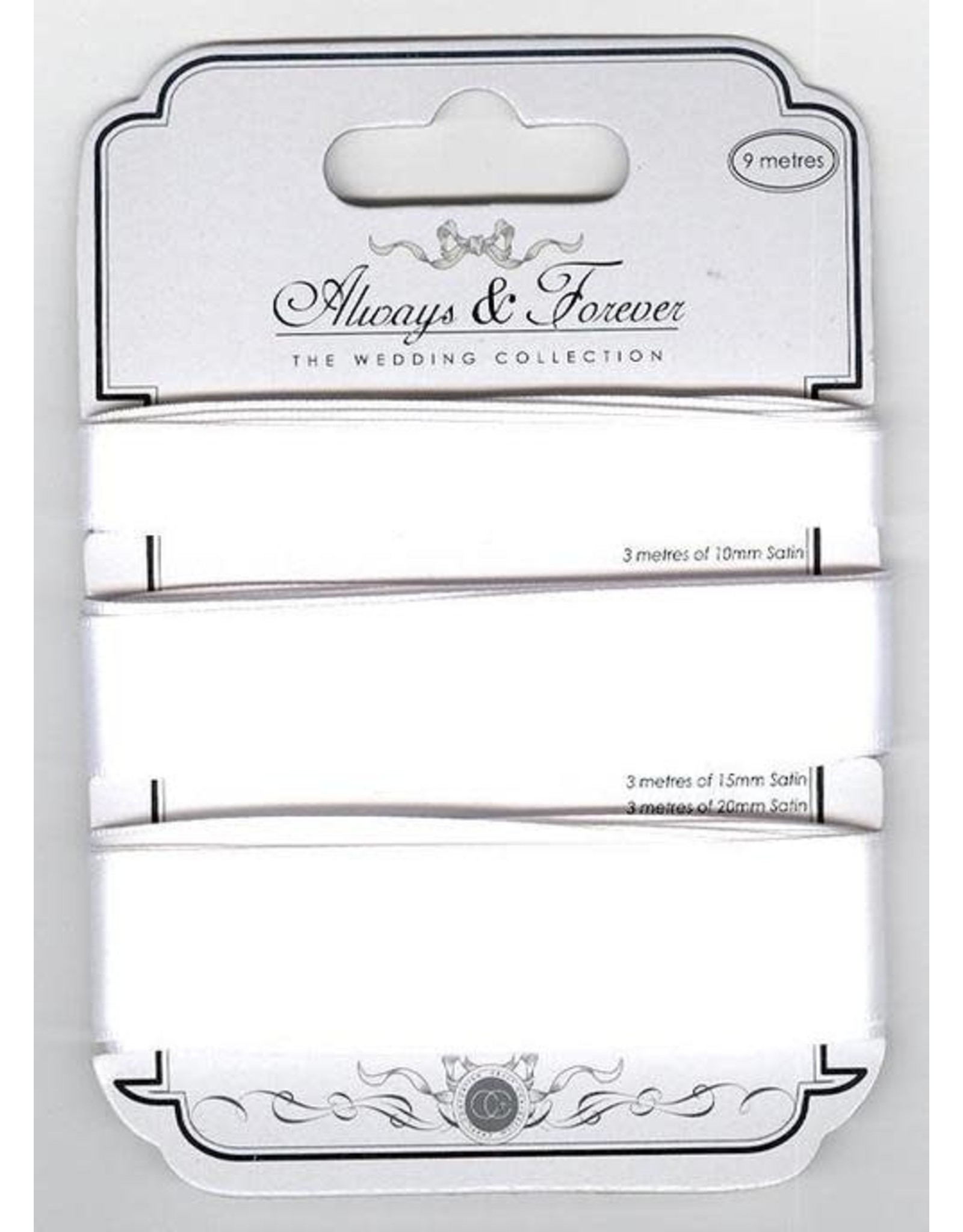 CRAFT CONSORTIUM CRAFT CONSORTIUM THE WEDDING COLLECTION ALWAYS & FOREVER WHITE SATIN RIBBON
