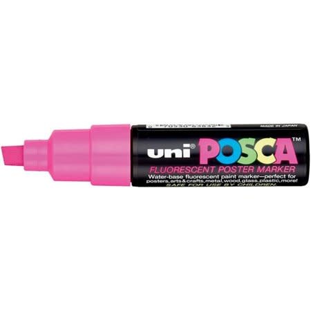 POSCA UNI POSCA FLUORESCENT PINK CHISEL TIP PAINT MARKER 8.0MM