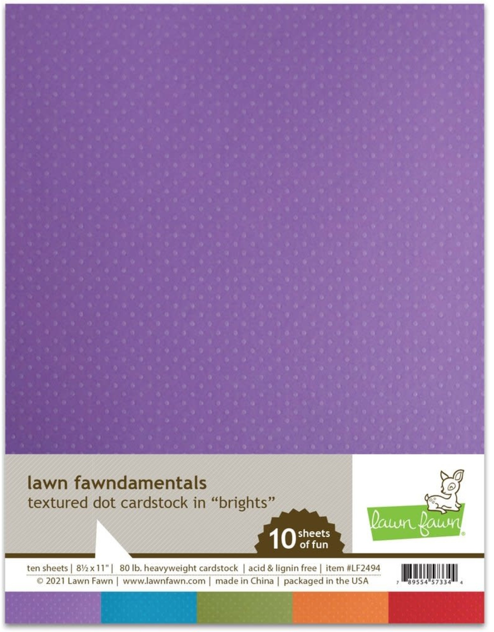 LAWN FAWN LAWN FAWN BRIGHTS TEXTURED DOT 8.5x11 CARDSTOCK 10 SHEETS