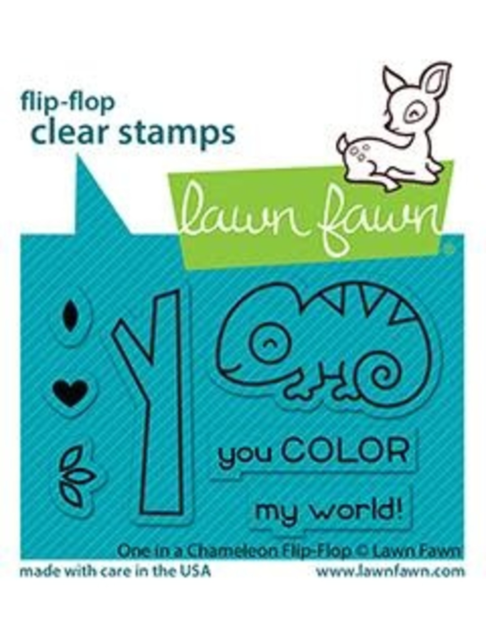 LAWN FAWN LAWN FAWN ONE IN A CHAMELEON FLIP-FLOP CLEAR STAMP SET