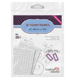 3L SCRAPBOOK ADHESIVES WHITE 3D FOAM FRAMES 20 ASSORTED PIECES
