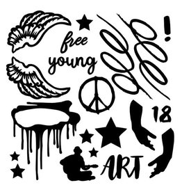 13 ARTS 13 ARTS YOUNG AND FREE COLLECTION SET OF CHIPBOARDS