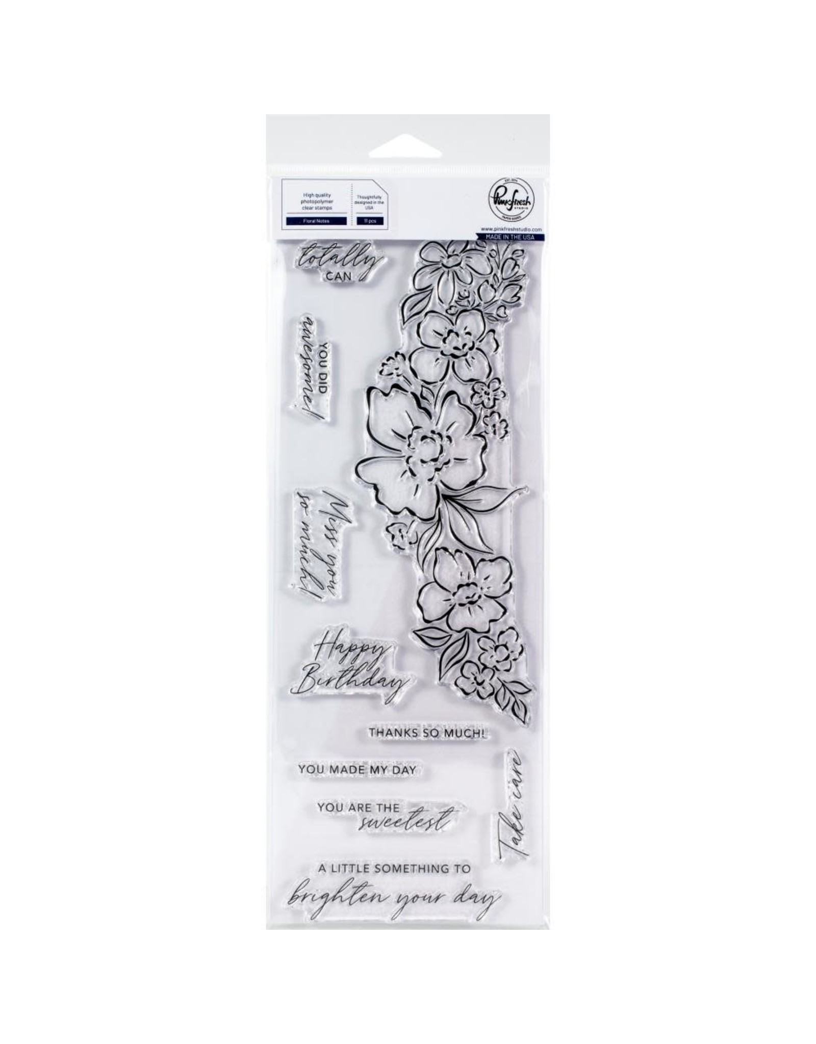 PINKFRESH PINKFRESH STUDIO FLORAL NOTES 4x12 STAMP SET